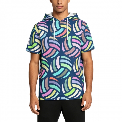 Men’s Short Sleeve Front Pocket Hoodie