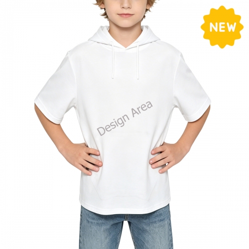 Kids Short Sleeve Front Pocket Hoodie