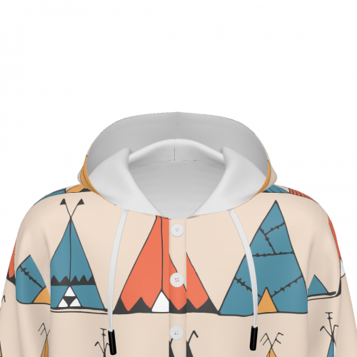 Men’s All Over Print Hooded Henley Shirt
