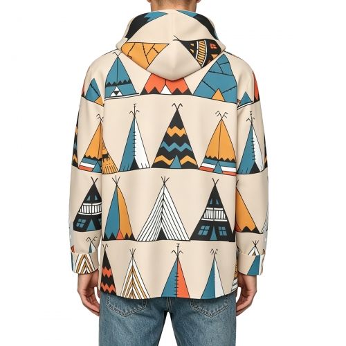 Men’s All Over Print Hooded Henley Shirt