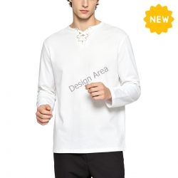 Men's Lace-up V-Neck Long Sleeve Shirt