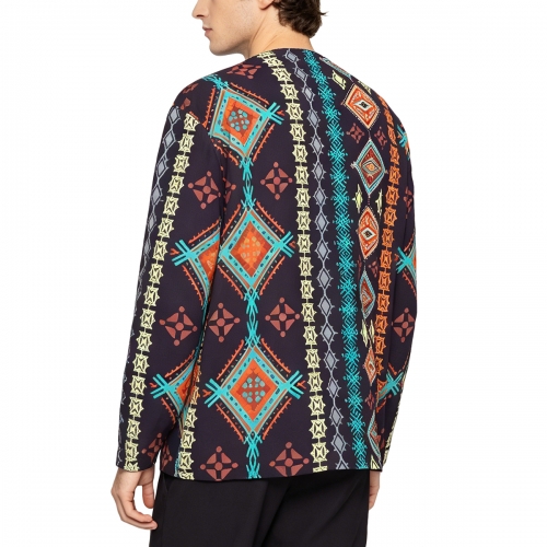 Men's Lace-up V-Neck Long Sleeve Shirt