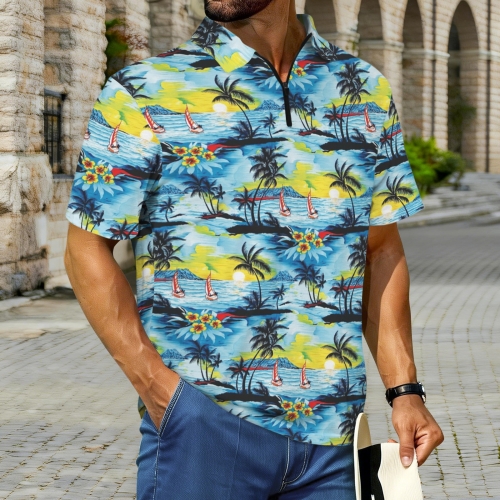 Men's Zipper Polo Shirt (Model T88)