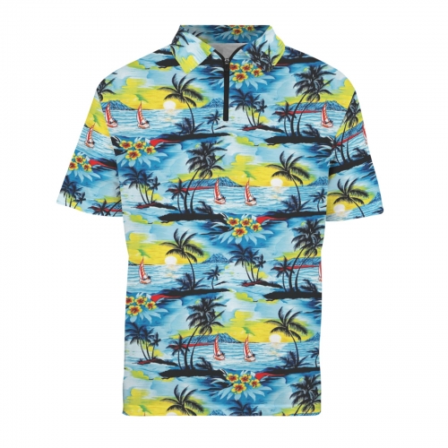 Men's Zipper Polo Shirt (Model T88)