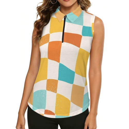 Women's Sleeveless Polo Shirt (Model T90)