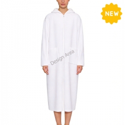Women's Flannel Hooded Night Robe with Front Pockets