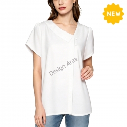 Women's Asymmetrical Neckline Short Sleeve Shirt