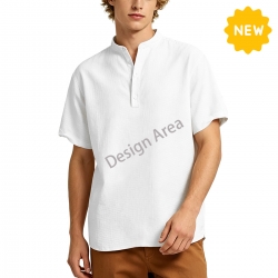 Men's Half-Button Rolled Short Sleeve Shirt