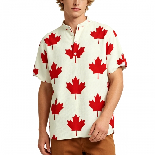 Men's Half-Button Rolled Short Sleeve Shirt