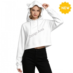 Women's Cat Ear Bare Midriff Hoodie