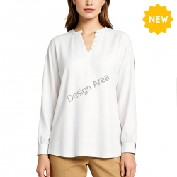 Women’s V-Neck Button Front Long Sleeve T-Shirt