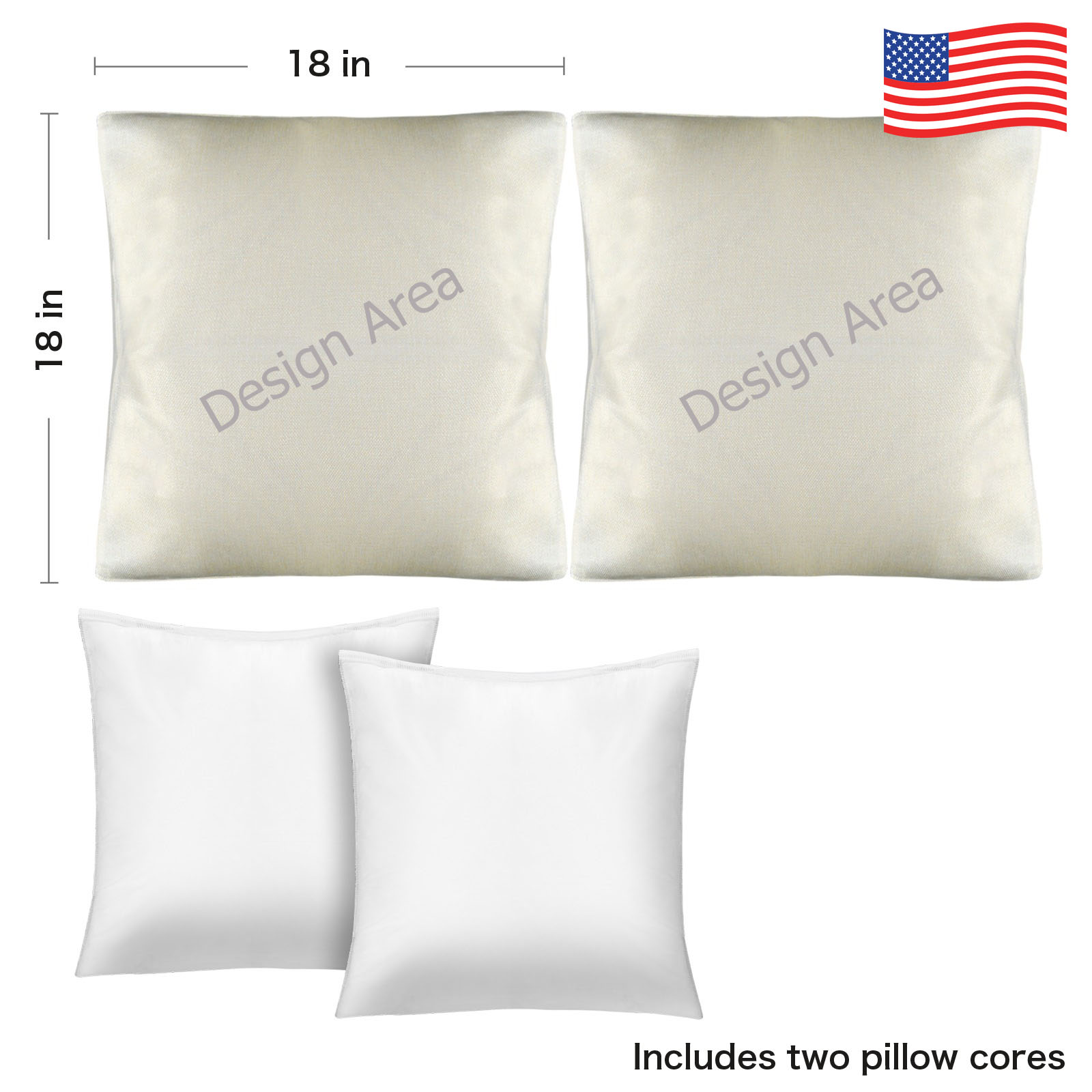 Linen Pillow 18x18inch (with Pillow Core)(2-Pack)