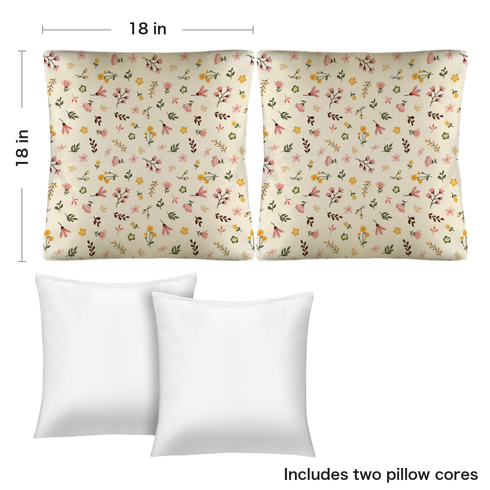Linen Pillow 18x18inch (with Pillow Core)(2-Pack)