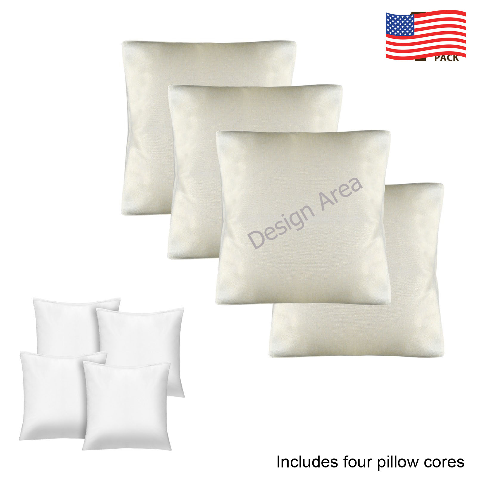 Linen Pillow 18x18inch (with Pillow Core)(4-Pack)