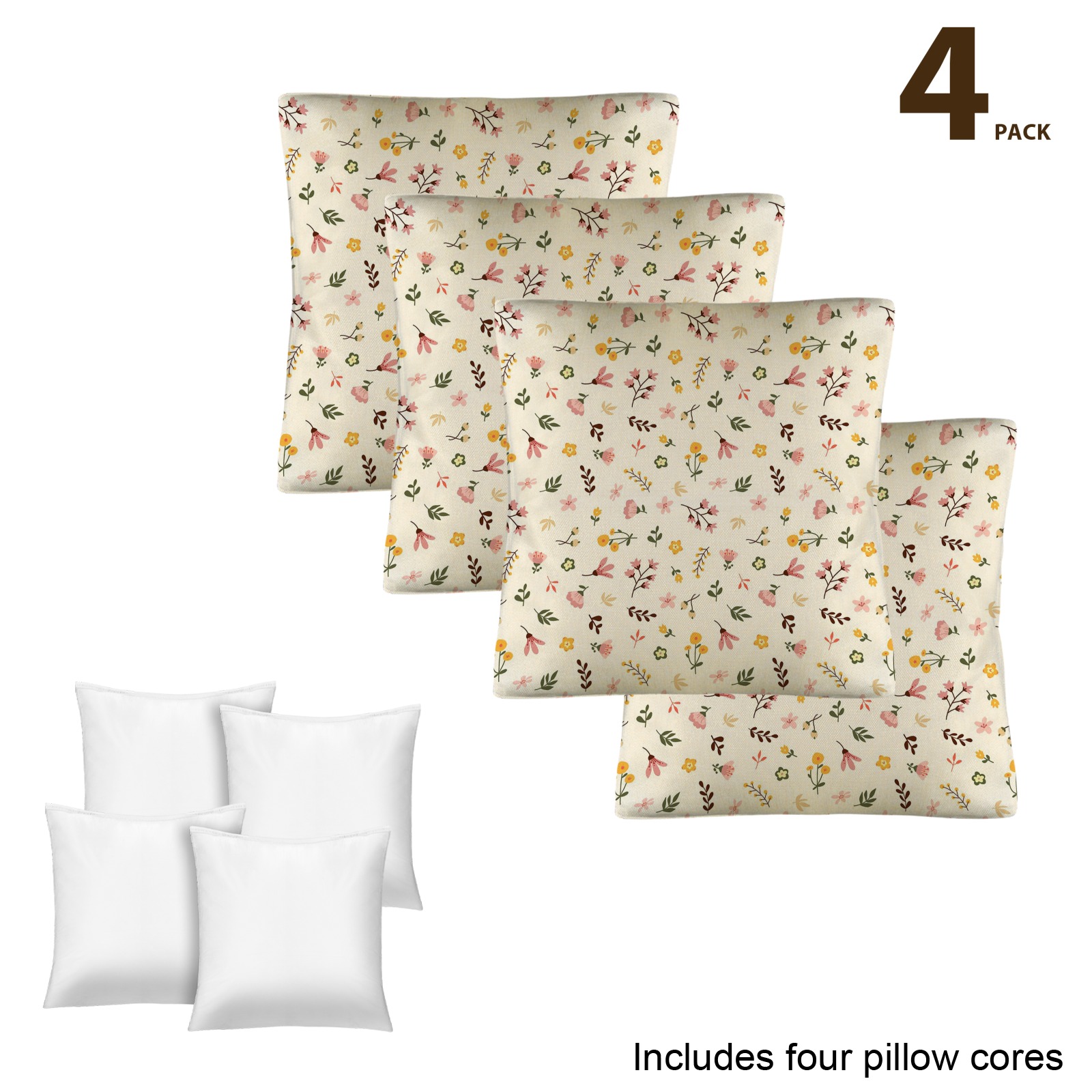 Linen Pillow 18x18inch (with Pillow Core)(4-Pack)