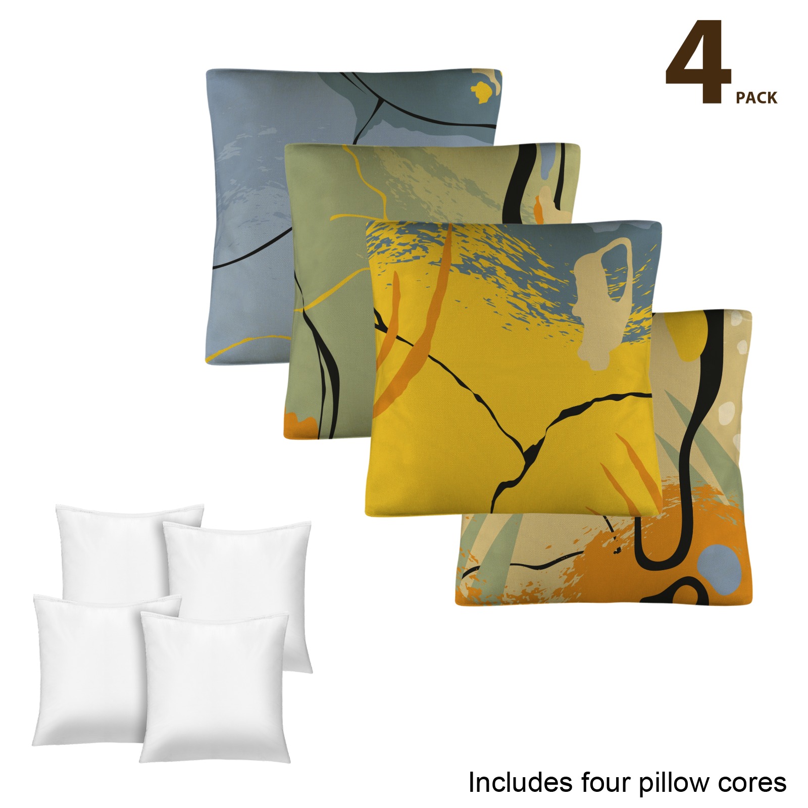 Linen Pillow 18x18inch (with Pillow Core)(Set of 4)