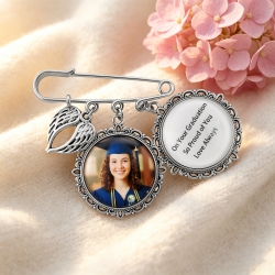 Personalized Graduation Photo Lapel Pin (2 Photos)
