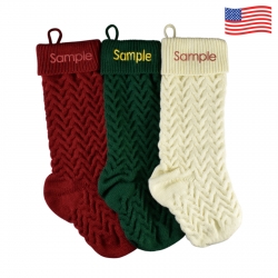 Custom Embroidered Knitted Christmas Stocking-Zigzag