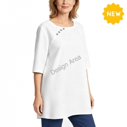 Women's Crew Neck T-Shirt with Buttons