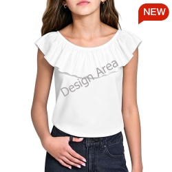 Girls' Ruffle Neck Sleeveless Blouse