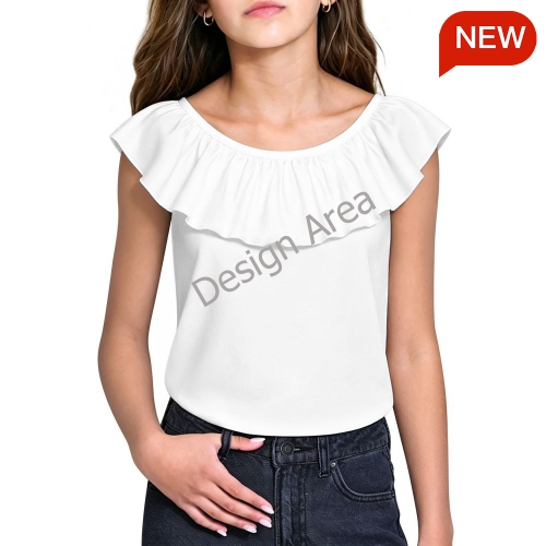 Girls' Ruffle Neck Sleeveless Blouse