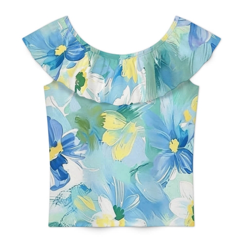 Girls' Ruffle Neck Sleeveless Blouse