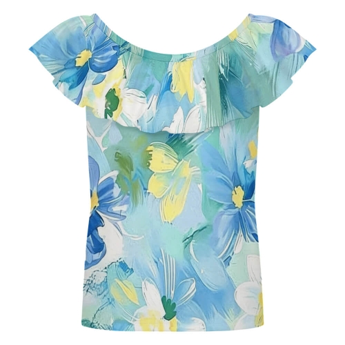 Girls' Ruffle Neck Sleeveless Blouse