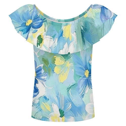 Girls' Ruffle Neck Sleeveless Blouse