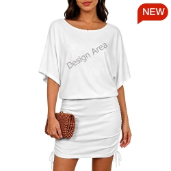 Women's Batwing Sleeve Ruched Dress