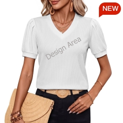 Women's V-Neck Puff Sleeve Top
