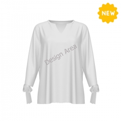 Women's V-Neck Tie-Cuff Blouse