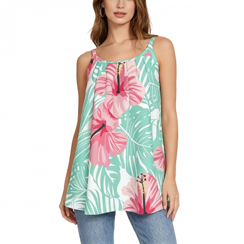 Women's Gathered Tank Top with Straps