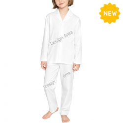 Children's Notched Collar Long Pajama Set