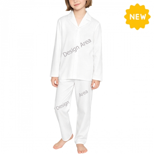 Children's Notched Collar Long Pajama Set
