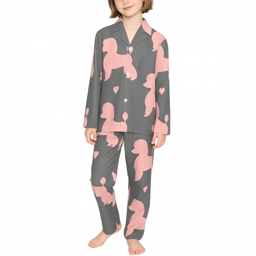 Children's Notched Collar Long Pajama Set