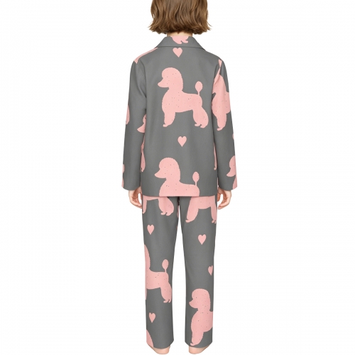 Children's Notched Collar Long Pajama Set