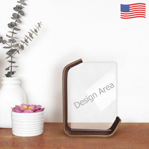 L-Shaped Walnut Holder Acrylic Photo Frame 4"x6"