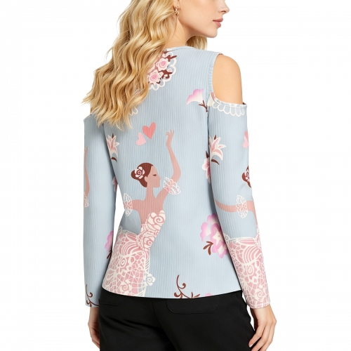 Women's Half Zip Cold Shoulder Top with Pockets