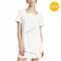 Women’s Square Neck Asymmetrical Hem T-Shirt