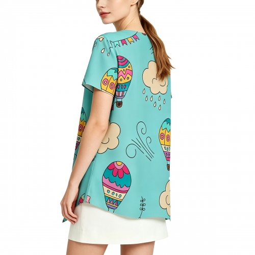Women’s Square Neck Asymmetrical Hem T-Shirt