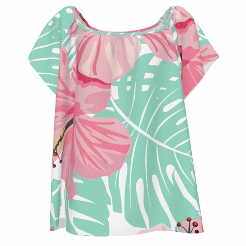 Women's Casual Crew Neck Pleated Shirt