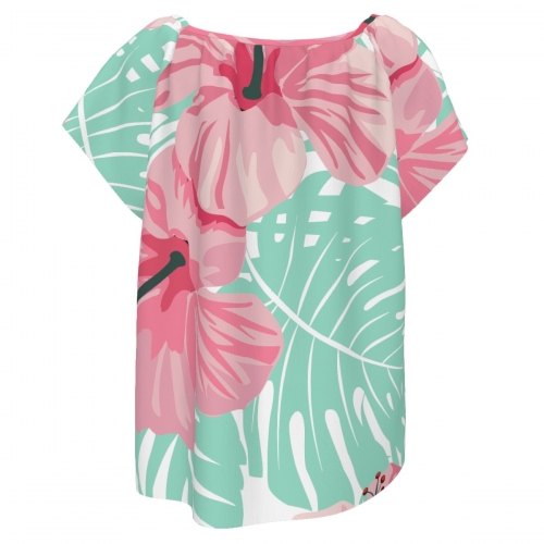 Women's Casual Crew Neck Pleated Shirt