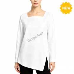 Women's Square Neck Top With Split Hem
