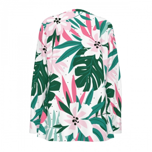 Women's V-Neck Button-Down Long Sleeve Top
