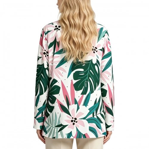 Women's V-Neck Button-Down Long Sleeve Top