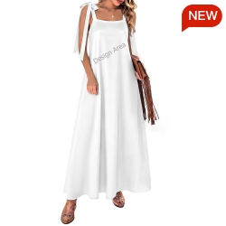 Women Tie Strap Ankle Maxi Dress