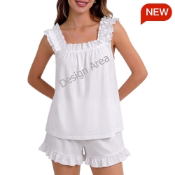 Women's Ruffled Cami Top & Shorts Pajama Set