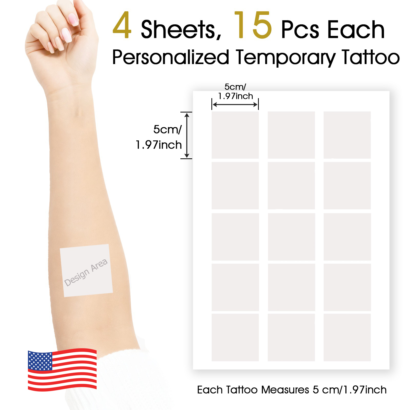 Personalized Temporary Tattoo (15 Pieces x 4 Sheets)