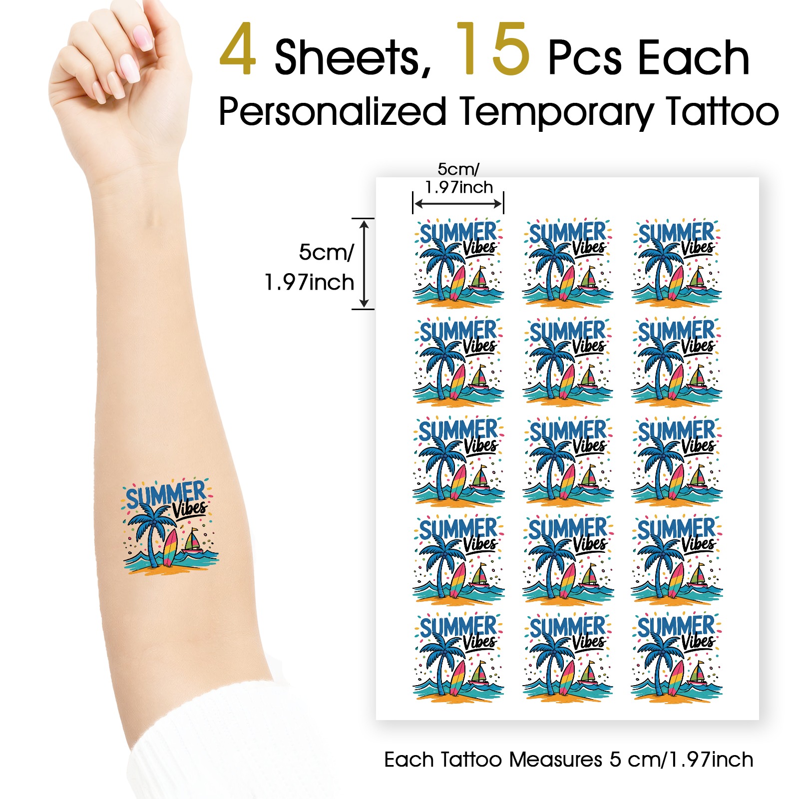 Personalized Temporary Tattoo (15 Pieces x 4 Sheets)