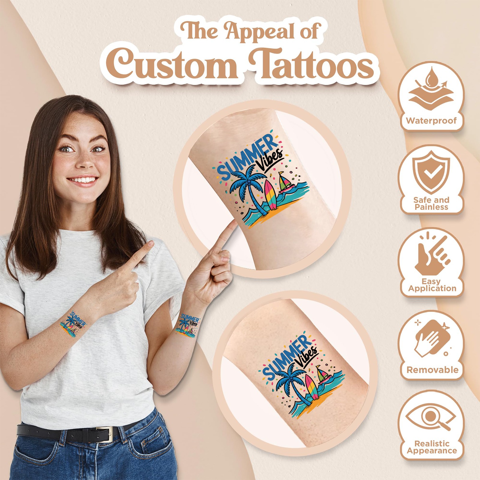 Personalized Temporary Tattoo (15 Pieces x 4 Sheets)